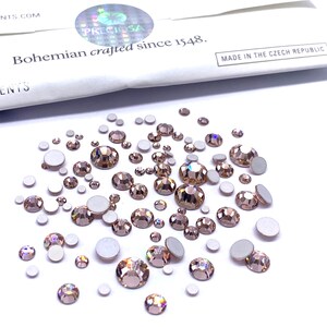 Preciosa MAXIMA Flatbacks 100 pieces Assorted Mixed Sizes 2mm to 6mm Vintage Rose (70530) Rhinestones No-Hotfix Nail Art pink