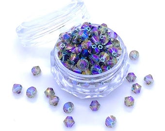 Black Diamond Shimmer 2x (215 SHIM2) Genuine Swarovski 5328 XILION Crystal Bicone Beads jewelry making *No Tariffs to US * With Storage Case