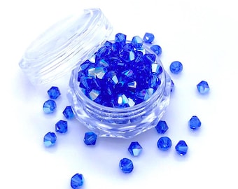 Sapphire AB (206 ab) blue Genuine Swarovski 5328 XILION Crystal Bicone Beads jewelry making * No Tariffs to US * With Storage Case