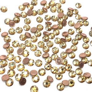 Crystal Golden Shadow (001 GSHA) Swarovski 2078 XIRIUS / 2038 XILION Flatbacks Hotfix Iron-on Rhinestones gold * Pick Size & Quantity