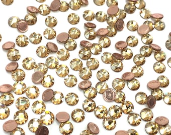 Crystal Golden Shadow (001 GSHA) Swarovski 2078 XIRIUS / 2038 XILION Flatbacks Hotfix Iron-on Rhinestones gold * Pick Size & Quantity
