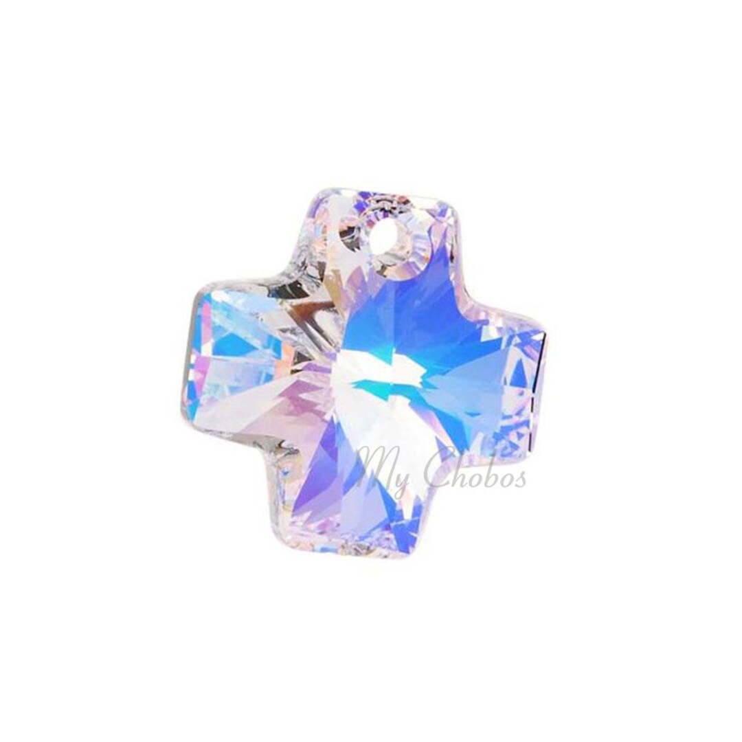 Crystal AB (001 AB) Swarovski 6866 Square Cross Pendants 20mm