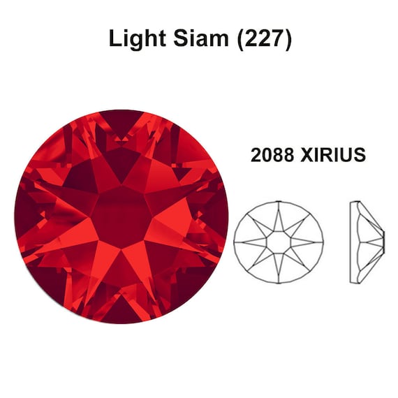 LIGHT SIAM (227) red 144 pcs Swarovski 2058/2088 Crystal Flatbacks red  rhinestones nail art mixed with Sizes ss5, ss7, ss9, ss12, ss16, ss20, ss30