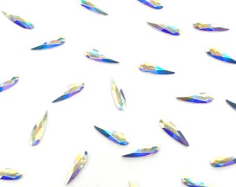 10 pcs Swarovski 2304 Raindrop Flatbacks No-Hotfix 10x2.8mm nail art rhinestones CRYSTAL AB (001 AB) *Free Shipping