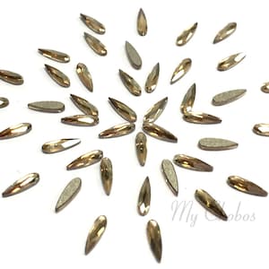 12 pcs - Swarovski 2304 Raindrop Flatbacks No-Hotfix 6x1.7mm nail art rhinestones gold Crystal Golden Shadow (001 GSHA) * No Tariffs to US