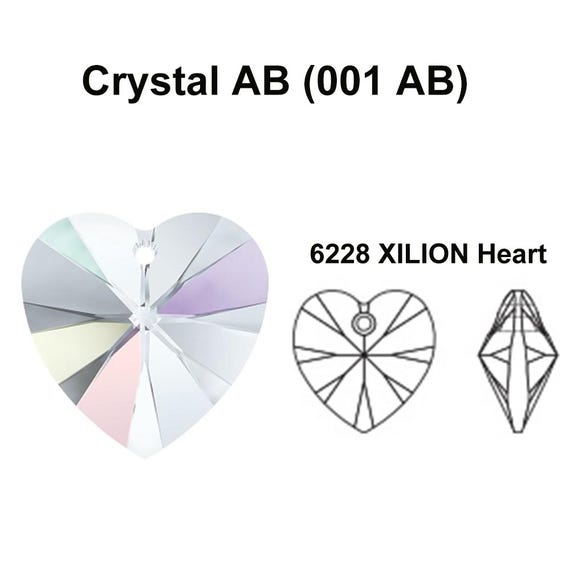 Crystal AB (001 Ab) Swarovski 6228 XILION Heart Pendants 18mm X