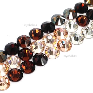 Swarovski 2058/2088 crystal flatbacks rhinestones BROWN & PEACH Colors Mix (ss5 , ss7 , ss9 , ss12 , ss16 , ss20 , ss30) No Tariffs to US