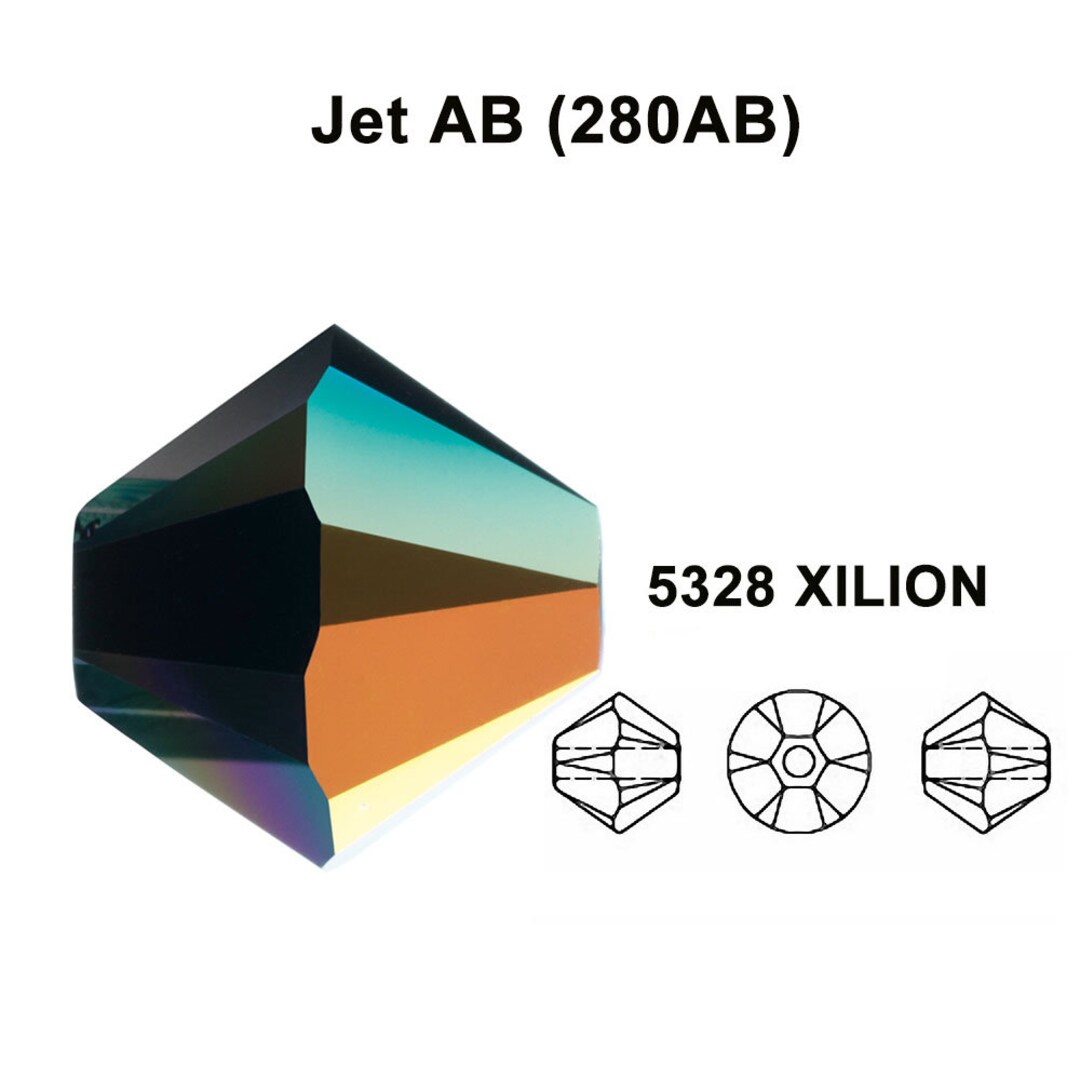 Jet AB 280 AB Black Genuine Swarovski 5328 XILION Bicone Beads Jewelry