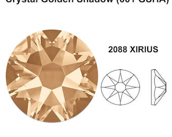 Crystal Golden Shadow (001 GSHA) Swarovski 2088 XIRIUS 16ss Flatbacks No-Hotfix Rhinestones Nail Art gold 4mm ss16 ** No Tariffs to US