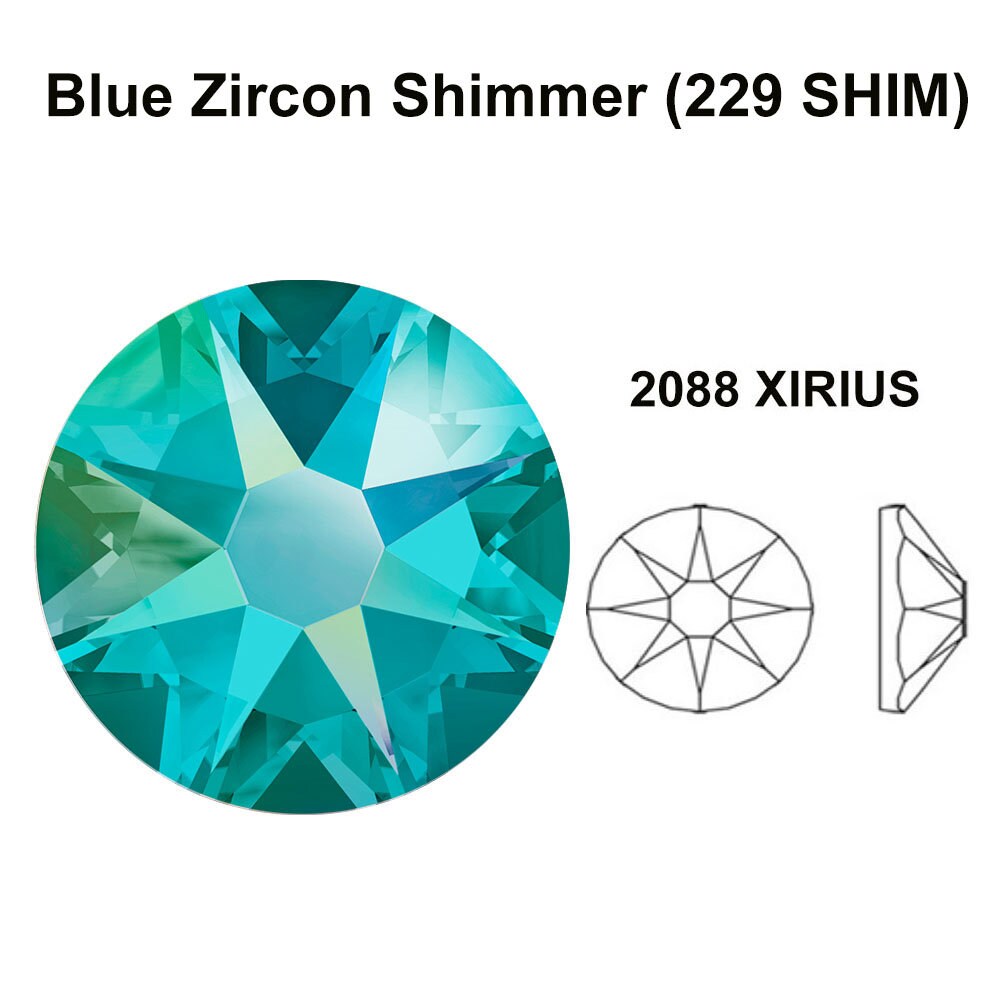 もかSWAROVSKI Blue Zircon Shimmer (229 SHIM) Swarovski 2088 XIRUS 30ss
