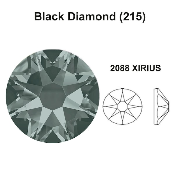 Black Diamond (215) Swarovski 2088 XIRIUS 30ss Crystal Flatback No-Hotfix Rhinestones Nail Art 6.4mm ss30 ** Free Shipping to US