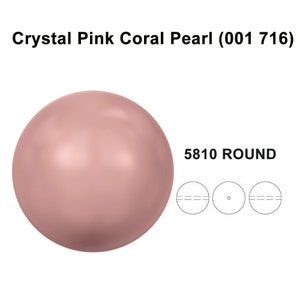 Crystal Pink Coral (001 716) Genuine Swarovski 5810 Pearls Round Beads jewelry making * All Sizes * No Tariffs to US