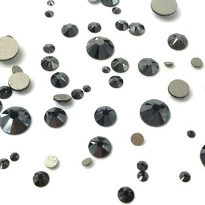 144 pcs - Jet Hematite (280 HEM) black Swarovski 2058/2088 crystal flatbacks rhinestones mixed Sizes ss5, ss7, ss9, ss12, ss16, ss20, ss30