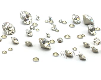 72 pcs - Swarovski 1088 XIRIUS Chaton Pointed back round rhinestones clear CRYSTAL (001) assorted mixed Sizes PP14-SS39 (2mm to 8mm)