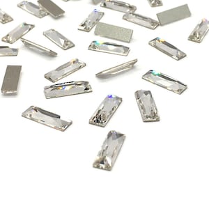 10 pcs - Swarovski 2555 Baguette Flatbacks No-Hotfix 8x2.6mm nail art rhinestones clear CRYSTAL (001) * No Tariffs to US