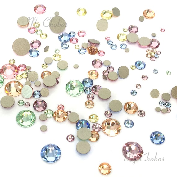 Mixed Sizes & Colors 144 pieces Swarovski 2058/2088 Crystal Flatbacks  rhinestones nail art mixed with Sizes ss5, ss7, ss9, ss12, ss16, ss20, ss30