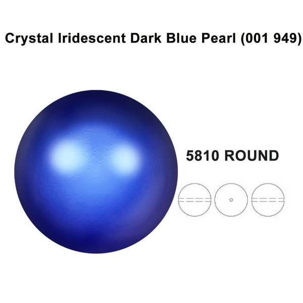 Crystal Iridescent Dark Blue (001 949) Genuine Swarovski 5810 Pearls Round Beads jewelry making *All Sizes Free Shipping to US