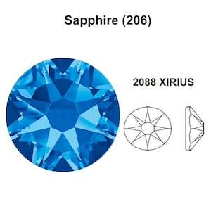 Sapphire (206) Swarovski 2088 XIRIUS 34ss Crystal Flatback No-Hotfix Rhinestones Nail Art 7mm ss34 blue ** No Tariffs to US