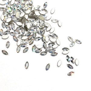 24 Swarovski 2200 Navette Crystal Flatback No Hotfix 4x2mm nail art clear Crystal (001) * No Tariffs to US