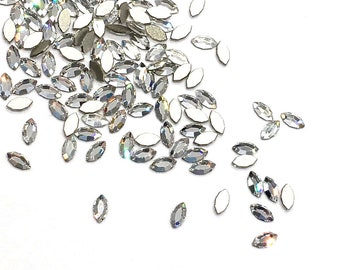 24 Swarovski 2200 Navette  Crystal Flatback No Hotfix 4x2mm nail art clear Crystal (001)   *Free Shipping to US