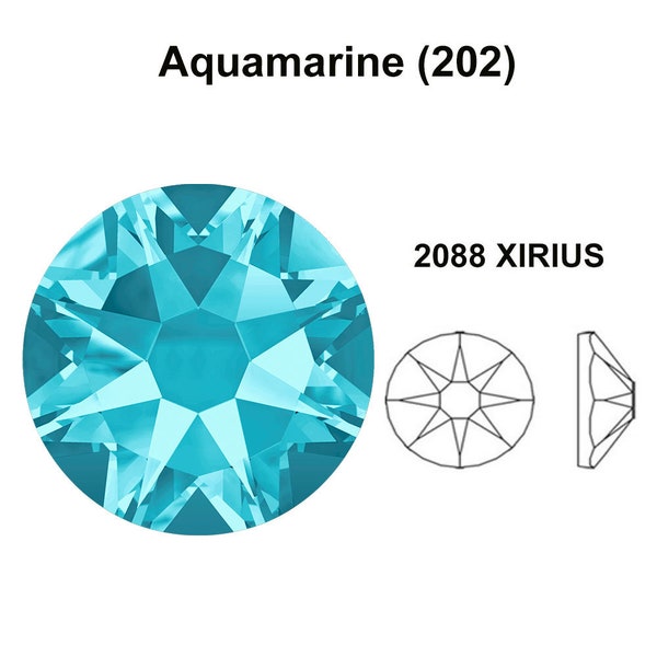 Aigue-marine (202) Swarovski 2088 XIRIUS 16ss Crystal Flatback No-Hotfix Strass Nail Art 4mm ss16 ** Livraison gratuite aux États-Unis