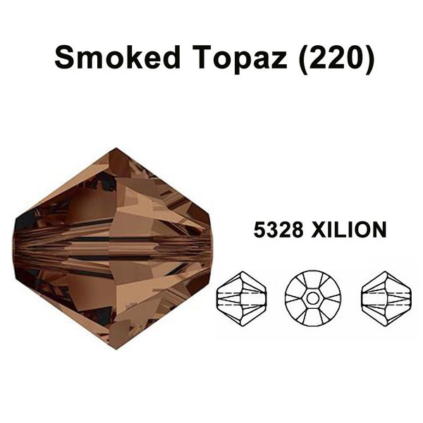 Smoked Topaz (220) brown Genuine Swarovski 5328 XILION Bicone Beads jewelry making *All Sizes Free Shipping