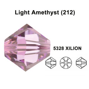 Light Amethyst (212) purple violet Genuine Swarovski 5328 XILION Crystal Bicone Beads jewelry making * All Sizes * No Tariffs to US