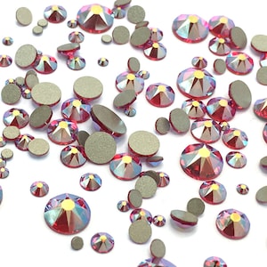 144 pcs - Light Siam AB (227 AB) Swarovski 2058/2088 crystal flatbacks red mixed Sizes ss5, ss7, ss9, ss12, ss16, ss20, ss30 No Tariffs