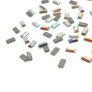 24 pcs - Swarovski 2510 Baguette Shaped Flatbacks No-Hotfix 3.7x1.9mm tiny nail art rhinestones Crystal AB (001 AB) * No Tariffs to US
