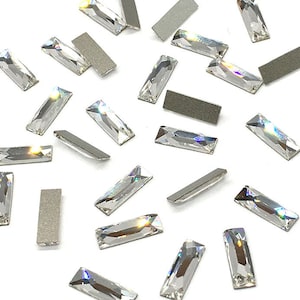 6 pcs - Swarovski 2555 Cosmic Baguette Flatbacks rectangle No-Hotfix 12x4mm nail art rhinestones clear CRYSTAL (001) * No Tariffs to US
