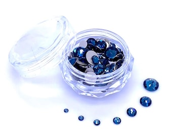 144 pièces - Montana (207) bleu marine Swarovski 2058/2088 cristaux à dos plats assortis tailles variées pour nail art 2 mm-6 mm * Avec étui de rangement