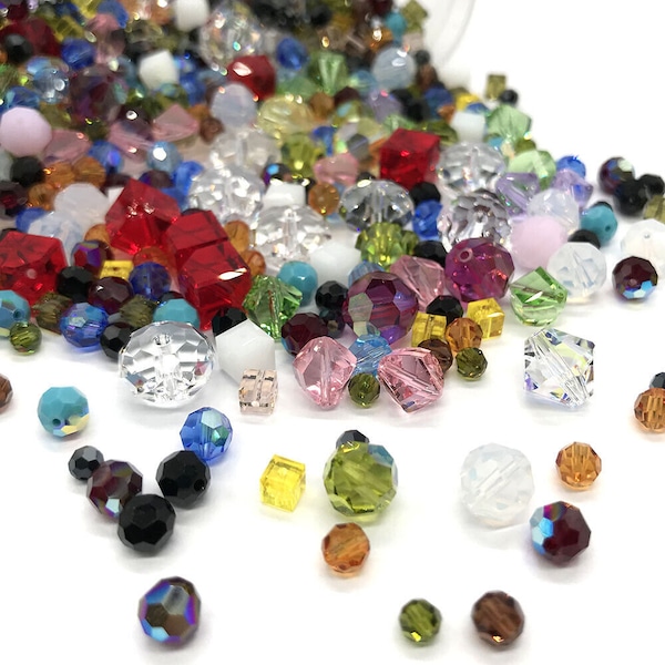 30 pieces Swarovski Assorted Mixed Shapes Size Colors Bicone Round Crystal Beads Sample * Free Shipping to US