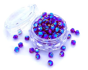 Siam AB 2x (208 AB2) dark red Genuine Swarovski 5328 XILION Crystal Bicone Beads jewelry making * No Tariffs to US * With Storage Case