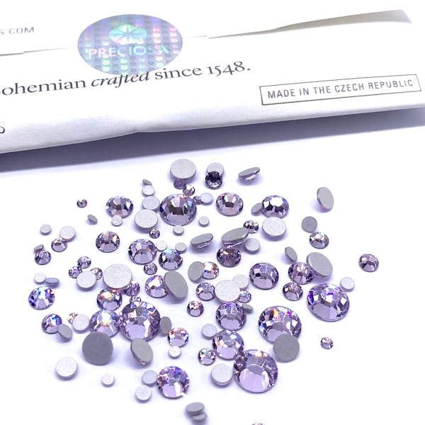 Preciosa MAXIMA Plaksteen 100 stuks Diverse Gemengde Maten 2mm tot 6mm Bleek Lila (70230) Steentjes No-Hotfix Nail Art violet provence lavendel