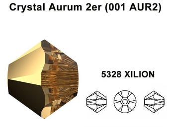 Crystal Aurum 2er (001 AUR2) Gold Genuine Swarovski 5328 XILION