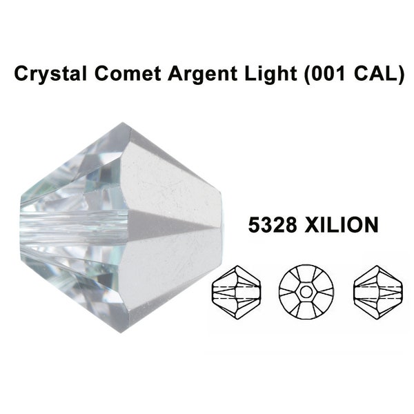 Crystal Comet Argent Light (001 CAL) silver Genuine Swarovski 5328 XILION Bicone Beads jewelry making *All Sizes Free Shipping to US