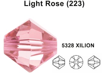 LIGHT ROSE (223) pink Genuine Swarovski 5328 XILION Bicone Beads jewelry making *All Sizes Free Shipping