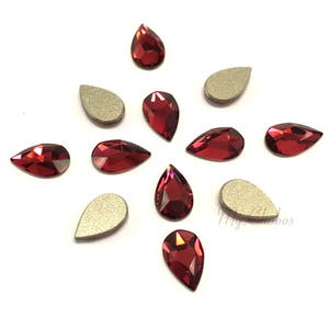8 pcs - Swarovski 2303 Pear Drop Shaped Crystal Flatbacks No-Hotfix 8mm x 5mm Rhinestones nail art red Scarlet (276) * No Tariffs to US