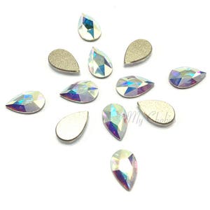 8 pcs - Swarovski 2303 Pear Drop Shaped Flatbacks No-Hotfix 8mm x 5mm Rhinestones nail art Crystal AB (001 AB) * No Tariffs to US