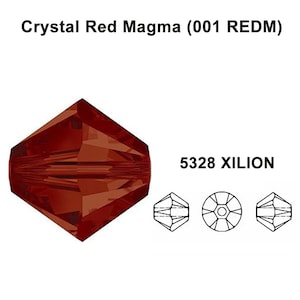 Crystal Red Magma (001 REDM) Genuine Swarovski 5328 XILION Crystal Bicone Beads jewelry making * All Sizes * No Tariffs to US