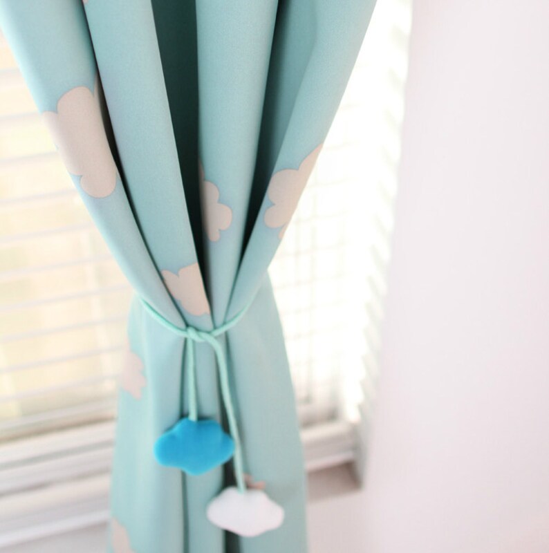 Two Grommet Top Blue Sky Clouds Curtains. Baby Nursery Curtain Etsy UK
