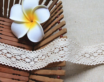 Crochet Cotton Lace Trim, Unbleached Natural Cotton Lace 3.7cm Wide - Natural Color Cotton Lace Cotton Lace.