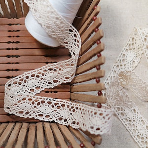 Crochet Cotton Lace Trim, Unbleached Natural Cotton Lace 2.8cm Wide - Natural Color Cotton Lace Or White Color Bridal Wedding Cotton Lace.