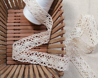 Crochet Cotton Lace Trim, Unbleached Natural Cotton Lace 2.8cm Wide - Natural Color Cotton Lace Or White Color Bridal Wedding Cotton Lace.