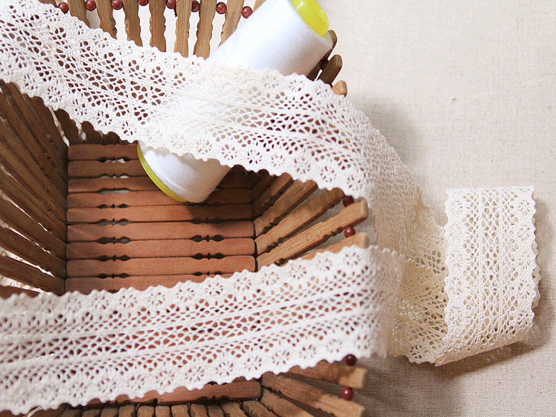 Crochet Cotton Lace Trim, Unbleached Natural Cotton Lace 4.0cm