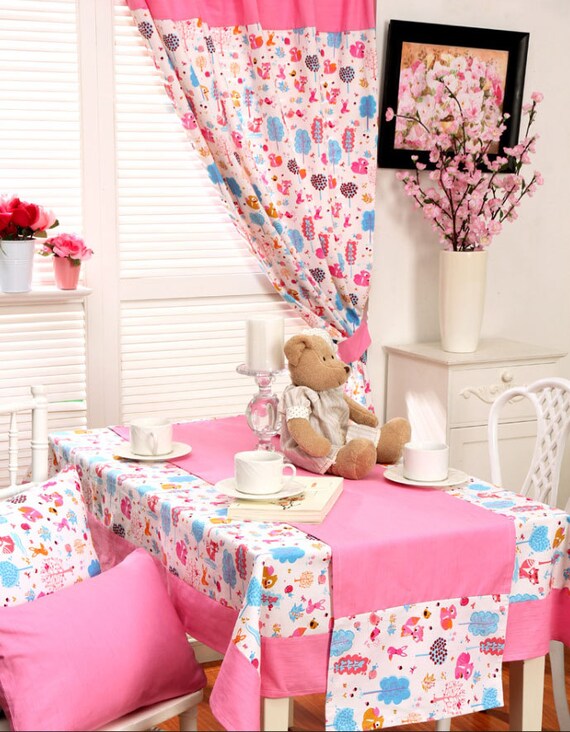 Items similar to Baby Girl Nursery Window Curtains Pink Kids Bedroom Window Panel Drape Curtain