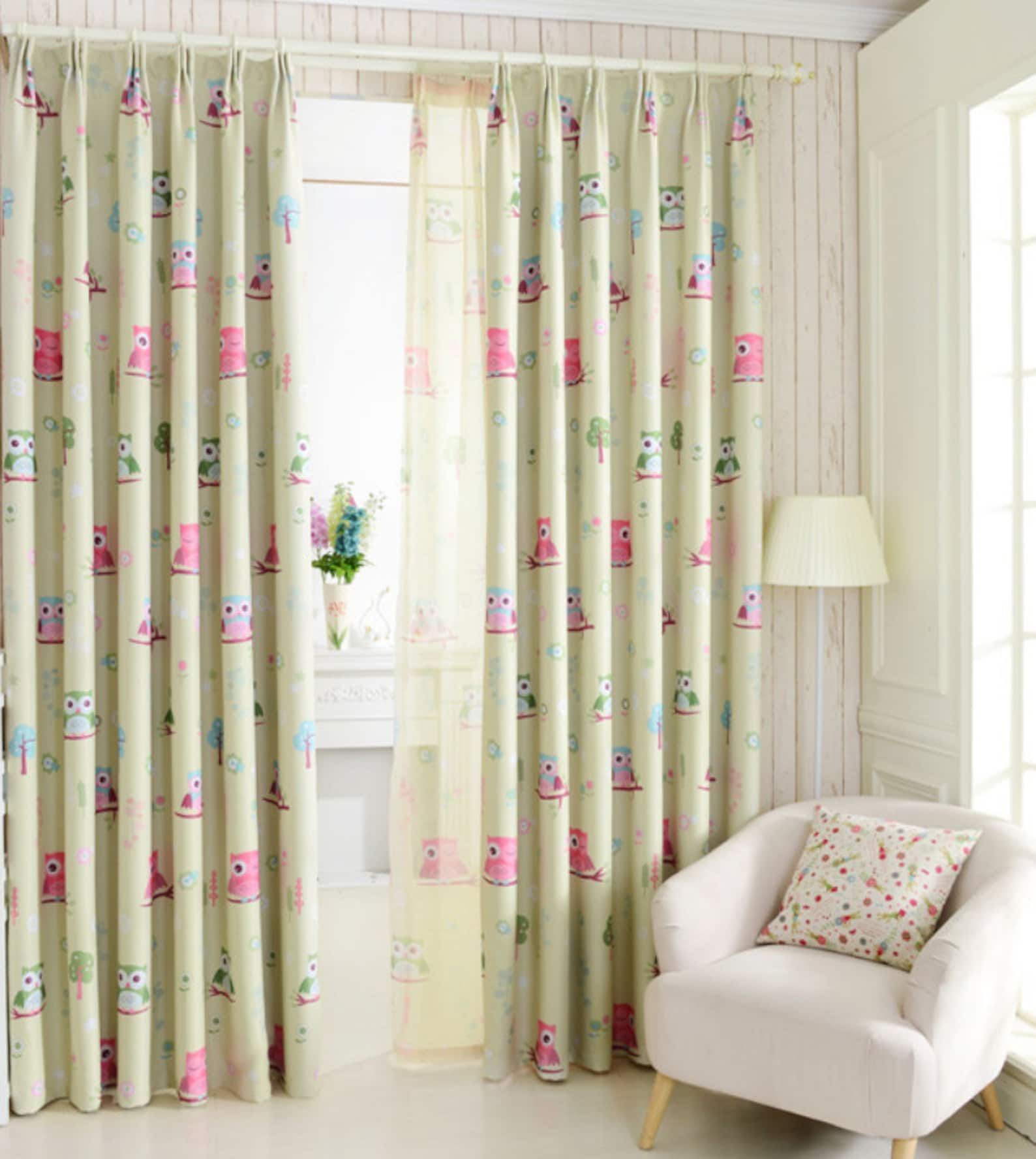 Two Custom Curtain Panels Made to Order. Beige or Blue Triple Etsy