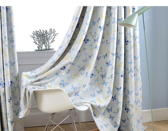 Two Grommet Top Colorful Butterfly Curtain Baby Nursery Curtain Or Toddler Nap Curtain Bedroom Curtains Triple Woven Light Blocking Curtain