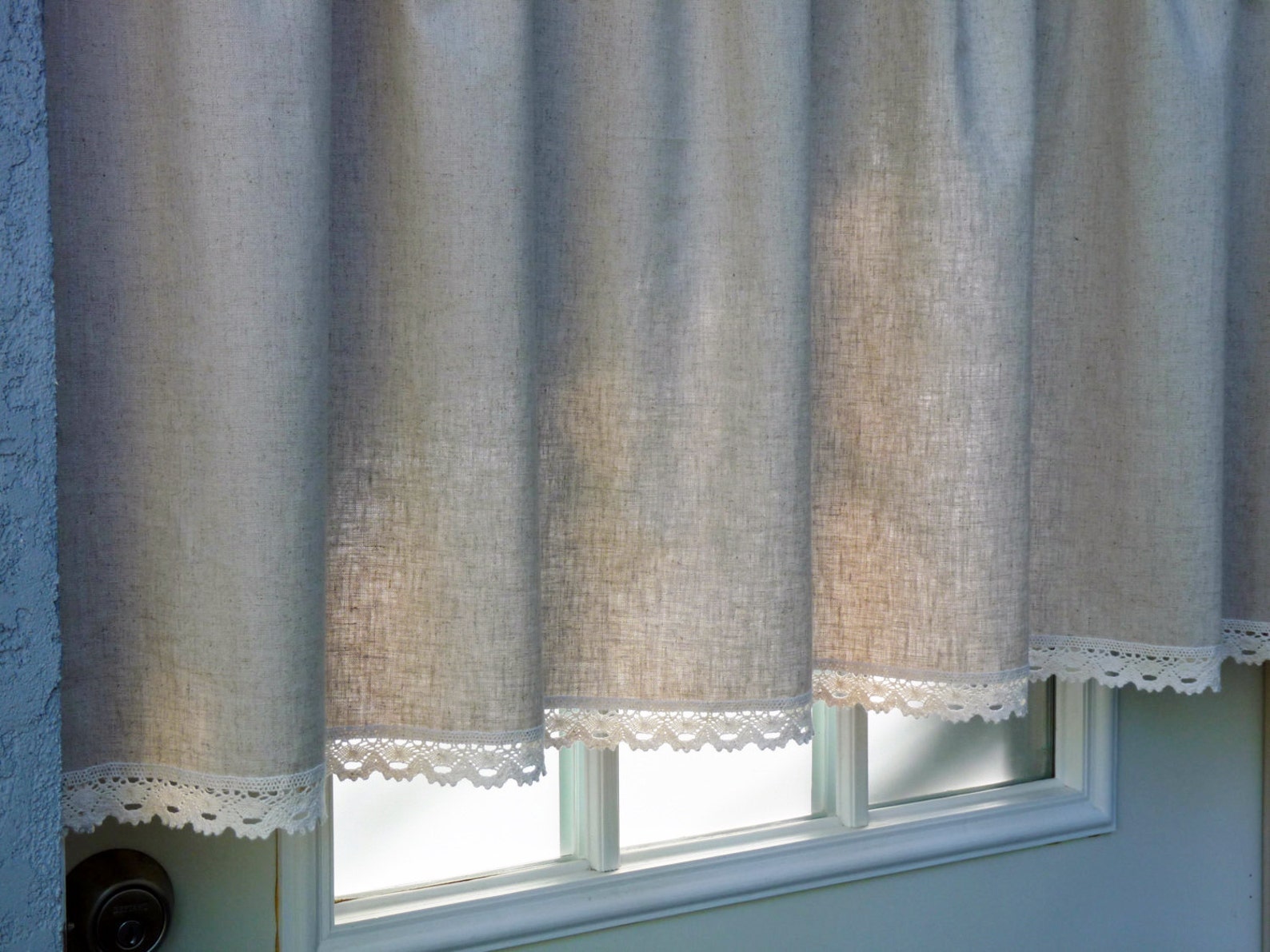 Natural Linen Cotton Cafe Curtain Valance With Cotton Etsy Ireland