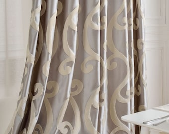 Bacati Neutral Cotton Grey Scribbles 2 Pack Curtain Panels Grey/Beige 